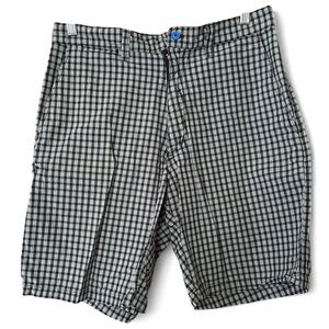 Men's Black & White Check Cotton Shorts